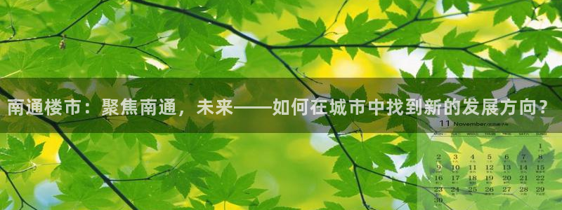 股票5G宝新：南通楼市：聚焦南通，未来——如何在城市中找到新