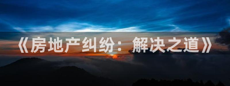 新宝5寂创33300散：《房地产纠纷：解决之道》